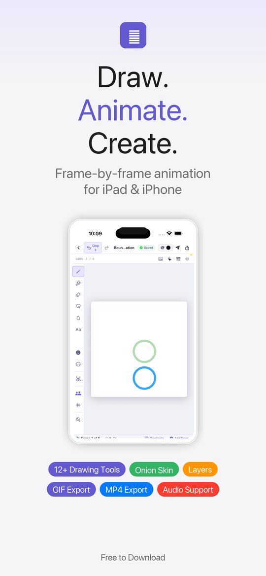 Fliplo drawing screen with onion skin